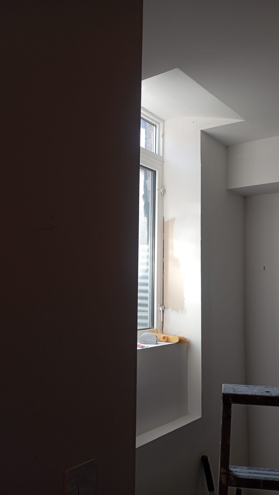 Window niche after drywall prep, before final paint