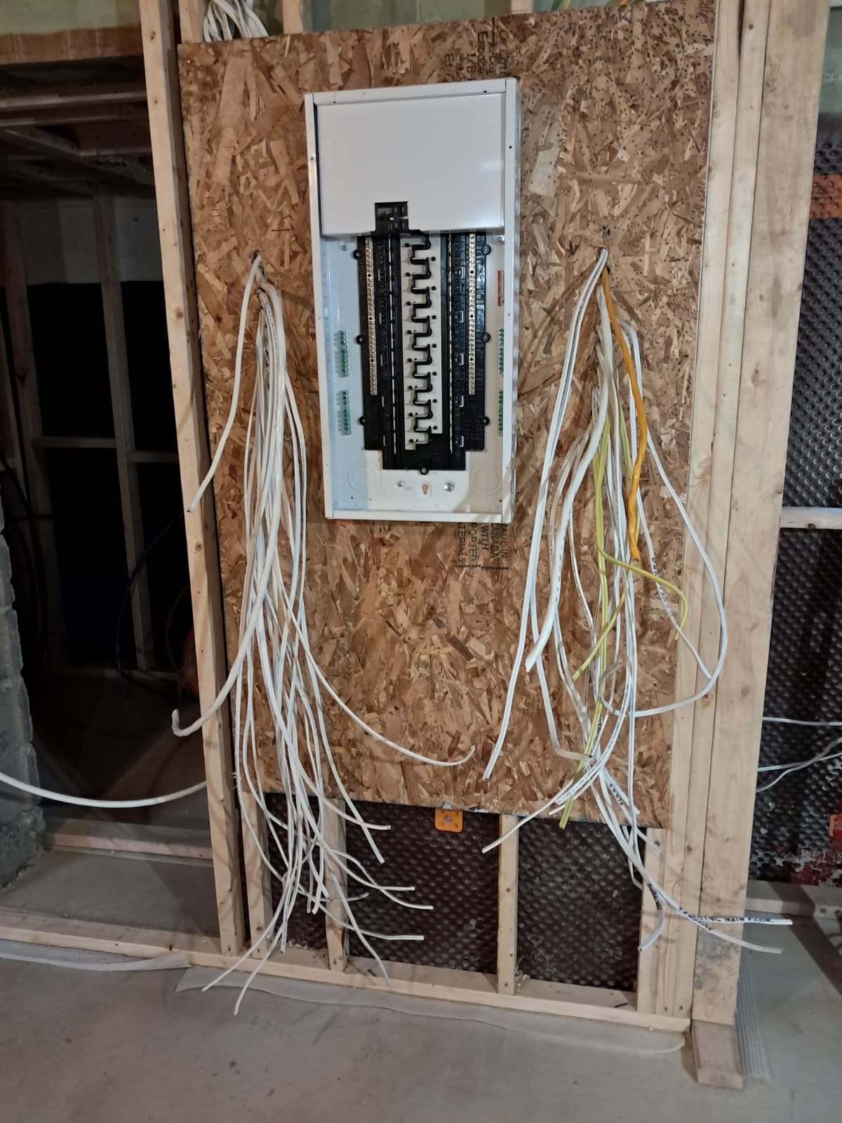 Electrical panel with neatly run new wiring after rewire